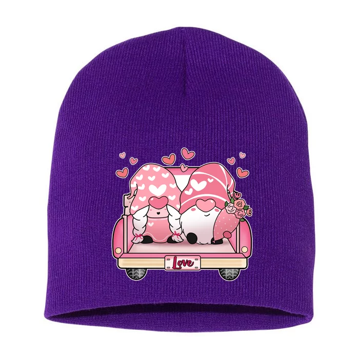 Cute Valentines Day Gnome Couple Love Short Acrylic Beanie