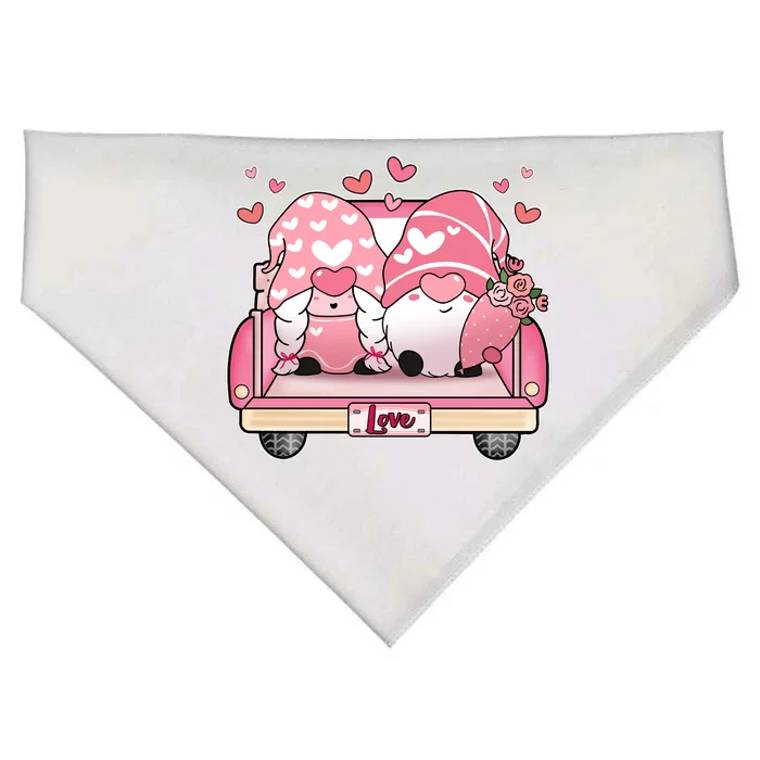 Cute Valentines Day Gnome Couple Love USA-Made Doggie Bandana