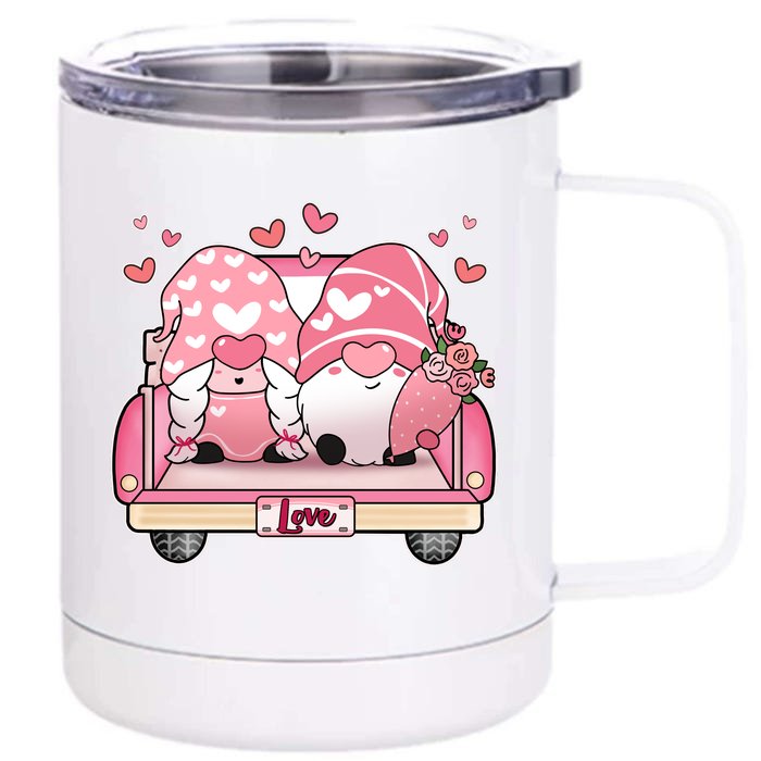 Cute Valentines Day Gnome Couple Love Front & Back 12oz Stainless Steel Tumbler Cup