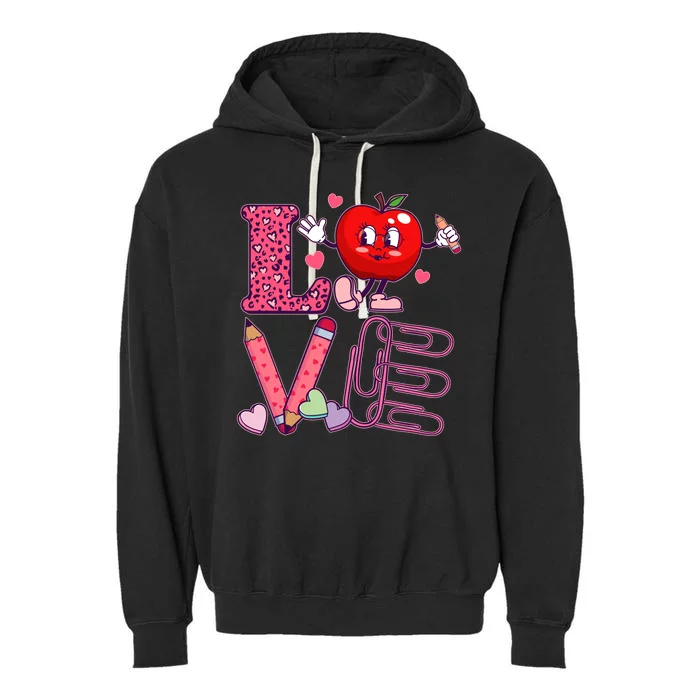 Cute Valentines Day Teacher Love Garment-Dyed Fleece Hoodie