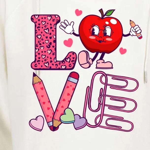 Cute Valentines Day Teacher Love Womens Funnel Neck Pullover Hood