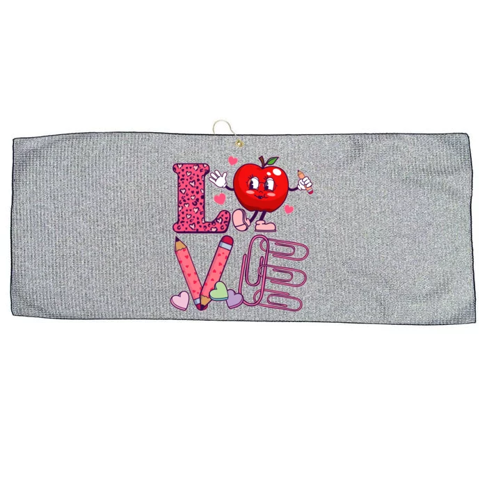 Cute Valentines Day Teacher Love Large Microfiber Waffle Golf Towel