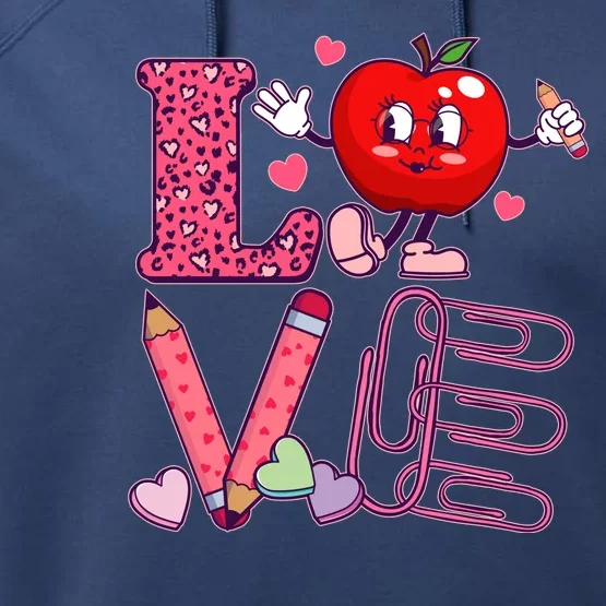 Cute Valentines Day Teacher Love Performance Fleece Hoodie