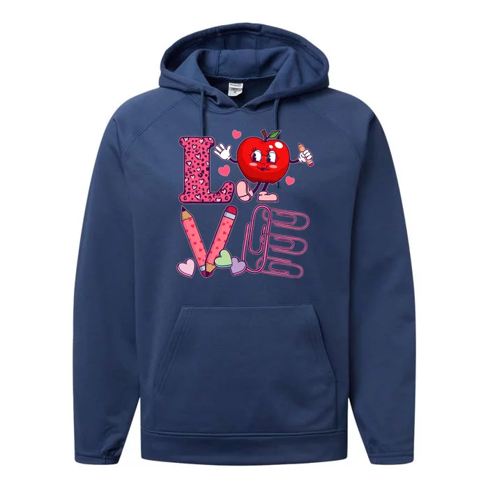 Cute Valentines Day Teacher Love Performance Fleece Hoodie