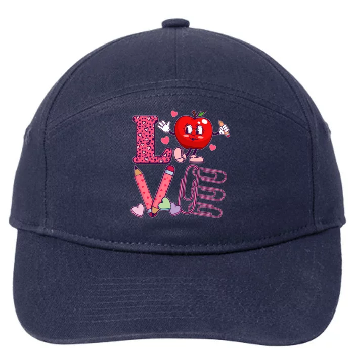 Cute Valentines Day Teacher Love 7-Panel Snapback Hat