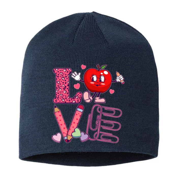 Cute Valentines Day Teacher Love 8 1/2in Sustainable Knit Beanie