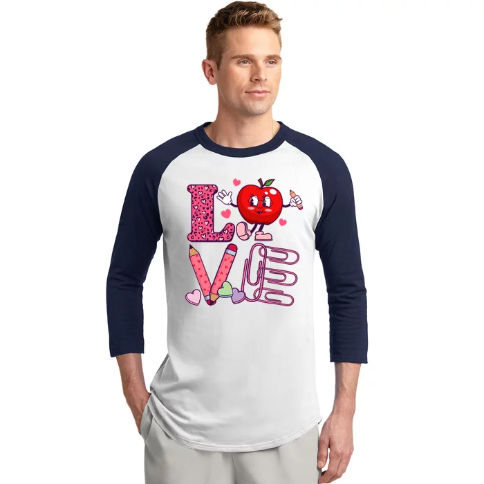 Cute Valentines Day Teacher Love Baseball Sleeve Shirt