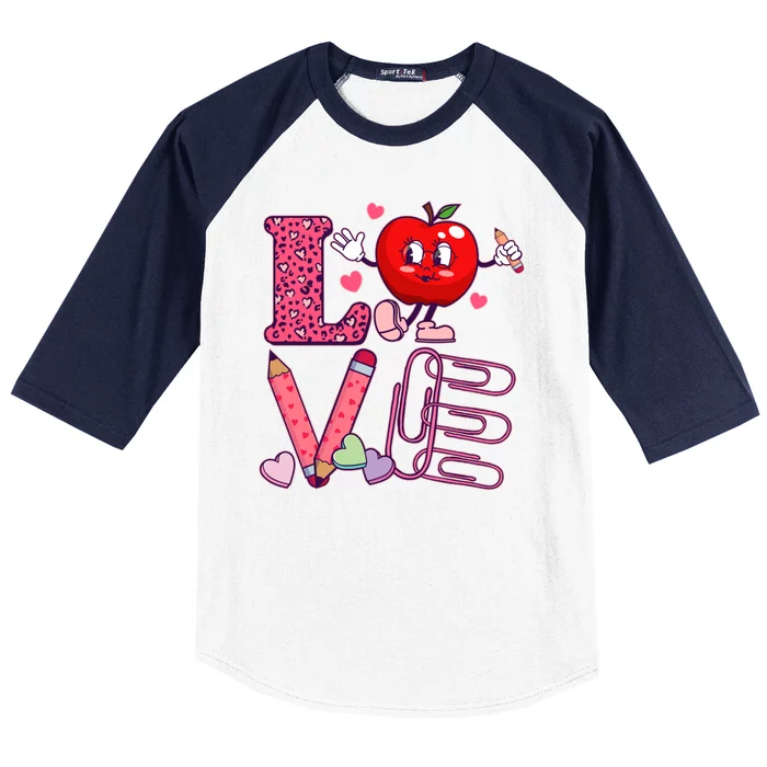 Cute Valentines Day Teacher Love Baseball Sleeve Shirt