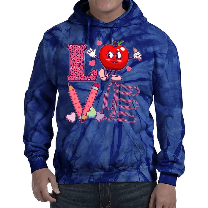 Cute Valentines Day Teacher Love Tie Dye Hoodie