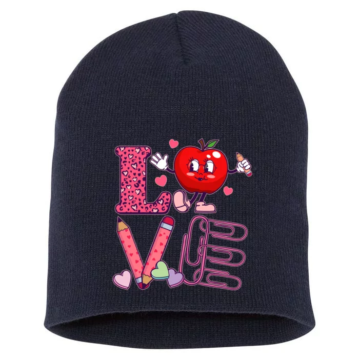 Cute Valentines Day Teacher Love Short Acrylic Beanie