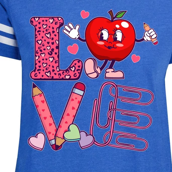 Cute Valentines Day Teacher Love Enza Ladies Jersey Football T-Shirt