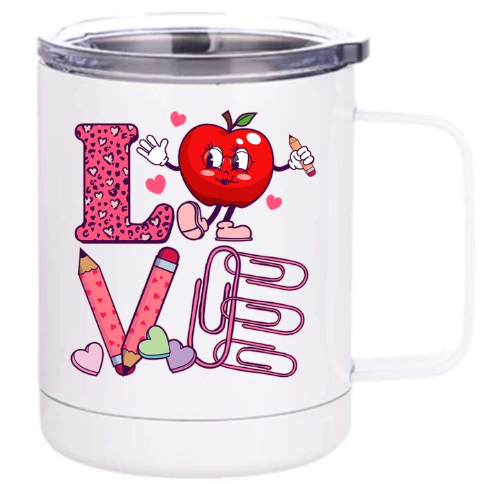 Cute Valentines Day Teacher Love Front & Back 12oz Stainless Steel Tumbler Cup