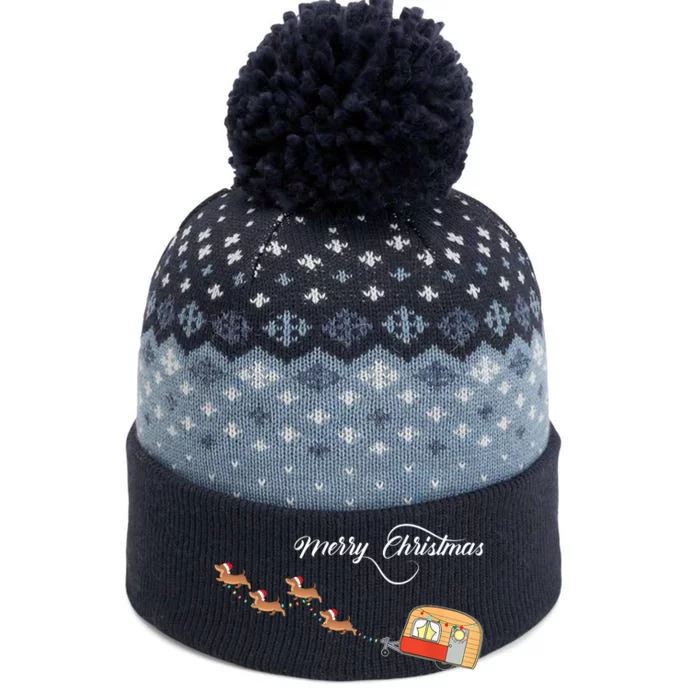 Camper Van Dachshund Sleigh Doxie Dog The Baniff Cuffed Pom Beanie