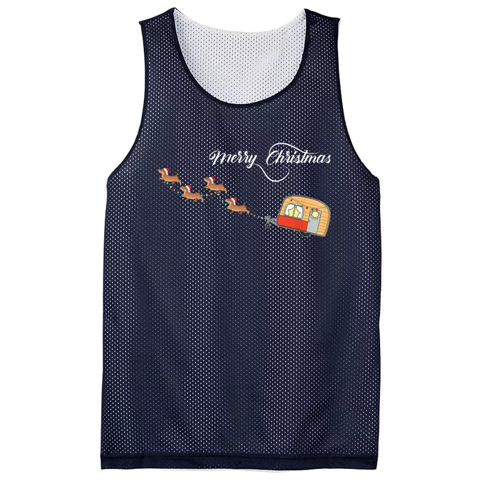 Camper Van Dachshund Sleigh Doxie Dog Mesh Reversible Basketball Jersey Tank