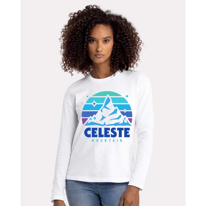 Celeste Vintage Design Mountain Playing Videogames Womens Cotton Relaxed Long Sleeve T-Shirt