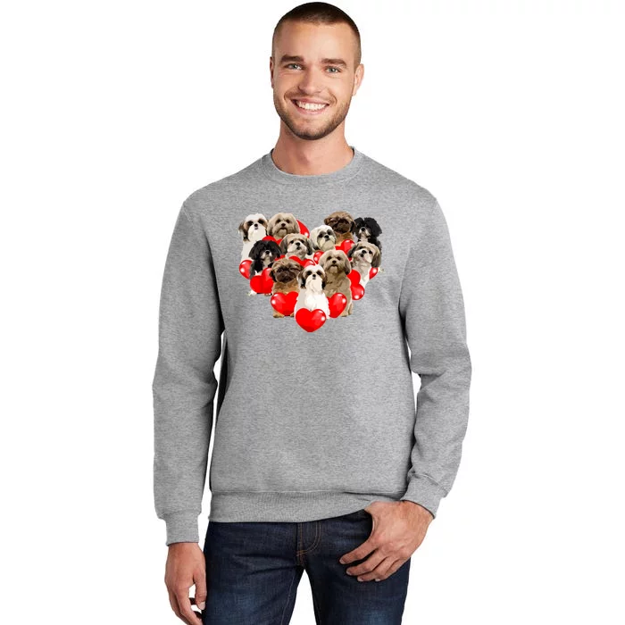 Cute Valentines Day Shih Tzu Dog Heart Puppy Tall Sweatshirt