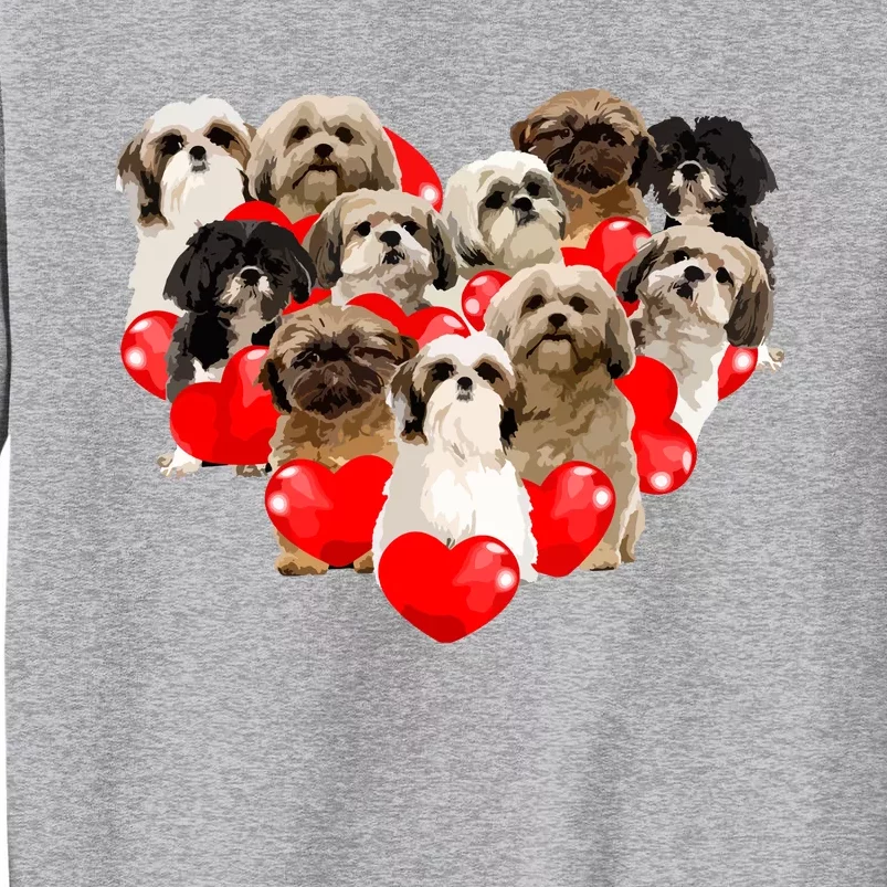 Cute Valentines Day Shih Tzu Dog Heart Puppy Tall Sweatshirt