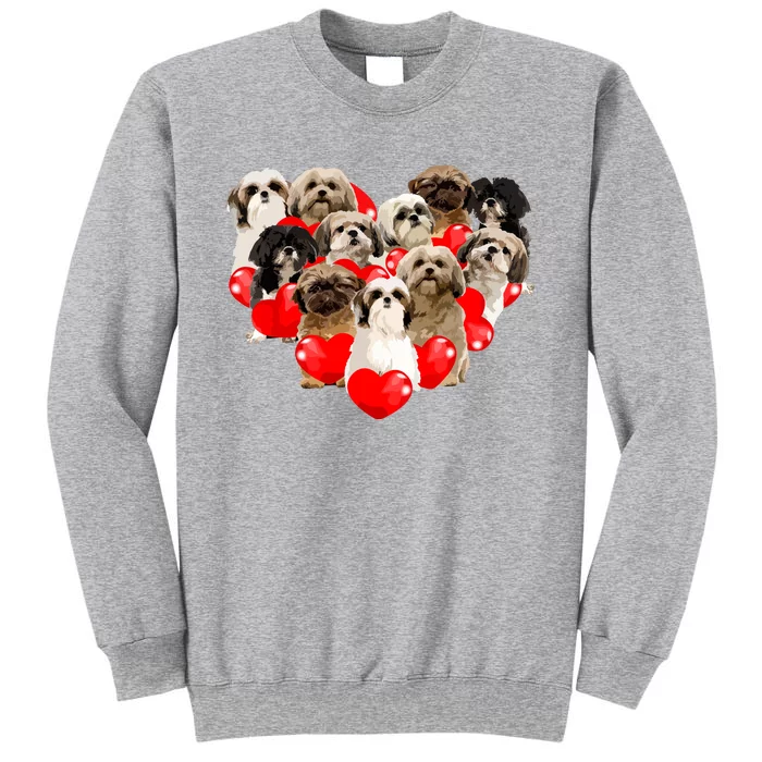 Cute Valentines Day Shih Tzu Dog Heart Puppy Tall Sweatshirt