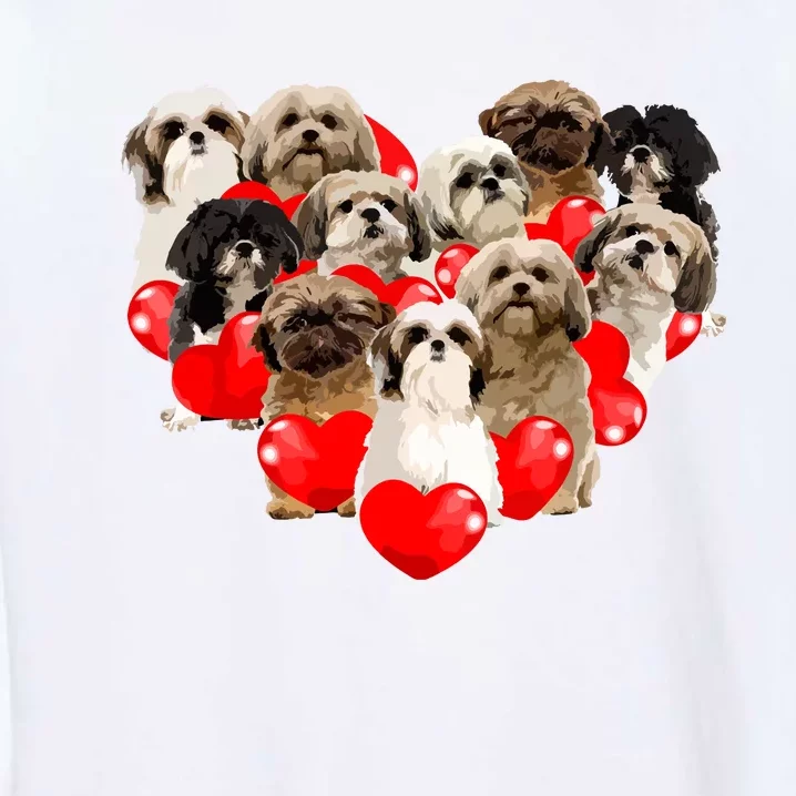 Cute Valentines Day Shih Tzu Dog Heart Puppy Garment-Dyed Sweatshirt