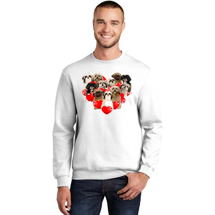 Cute Valentines Day Shih Tzu Dog Heart Puppy Sweatshirt