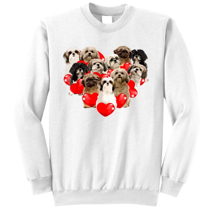 Cute Valentines Day Shih Tzu Dog Heart Puppy Sweatshirt