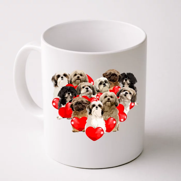 Cute Valentines Day Shih Tzu Dog Heart Puppy Front & Back Coffee Mug