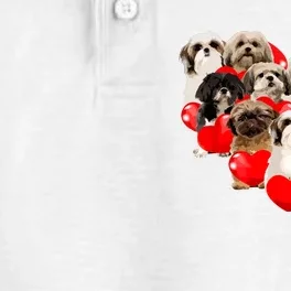 Cute Valentines Day Shih Tzu Dog Heart Puppy Dry Zone Grid Performance Polo