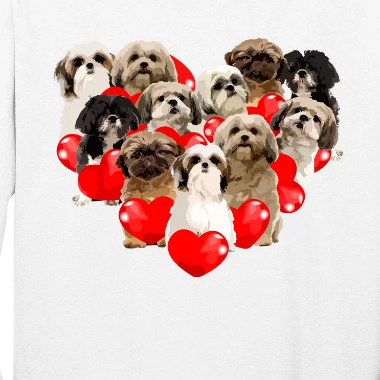 Cute Valentines Day Shih Tzu Dog Heart Puppy Tall Long Sleeve T-Shirt