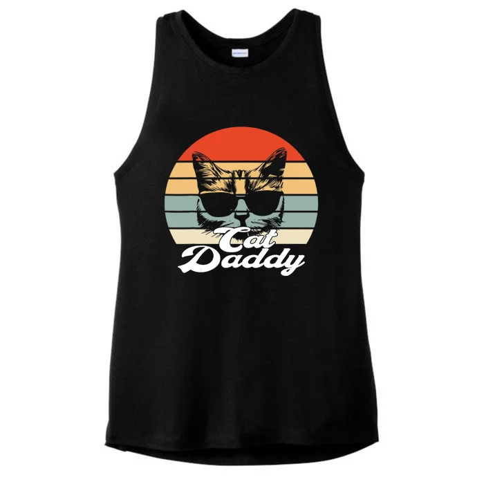 Cat Vintage Daddy Retro Ladies Tri-Blend Wicking Tank