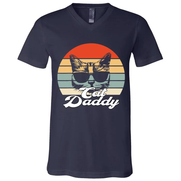 Cat Vintage Daddy Retro V-Neck T-Shirt