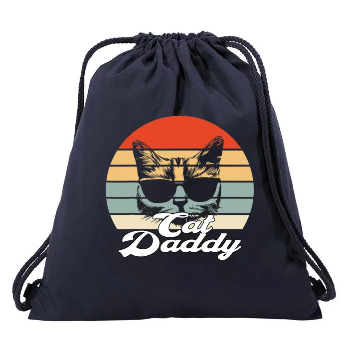 Cat Vintage Daddy Retro Drawstring Bag