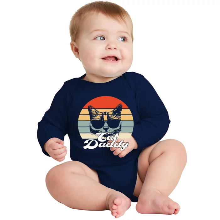 Cat Vintage Daddy Retro Baby Long Sleeve Bodysuit