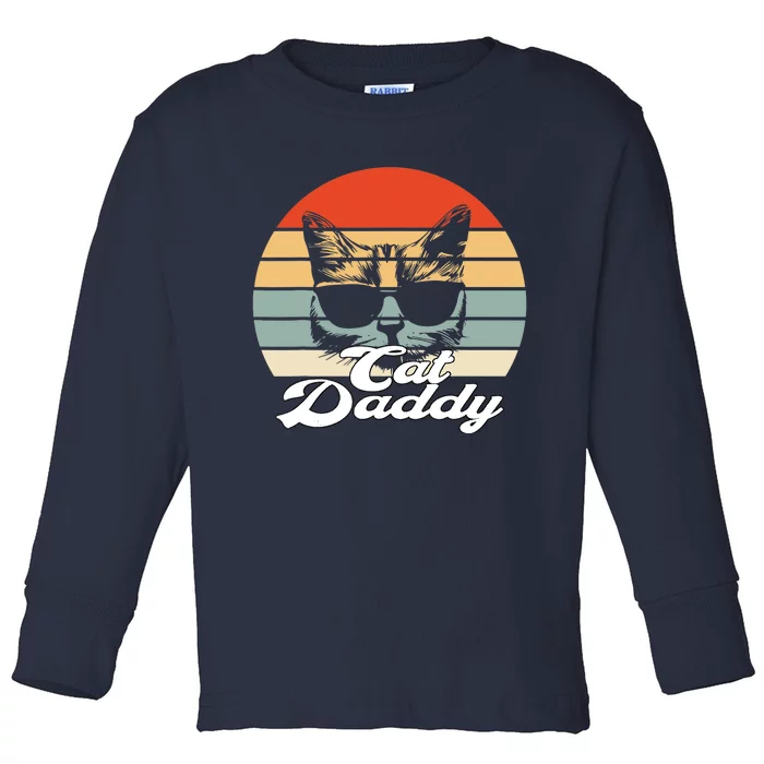 Cat Vintage Daddy Retro Toddler Long Sleeve Shirt