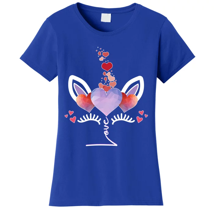 Cute Valentines Day Unicorn Tee Says Love Cool Gift Women's T-Shirt