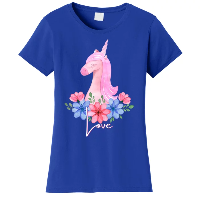 Cute Valentines Day Unicorn Tee Says Love Gift Women's T-Shirt