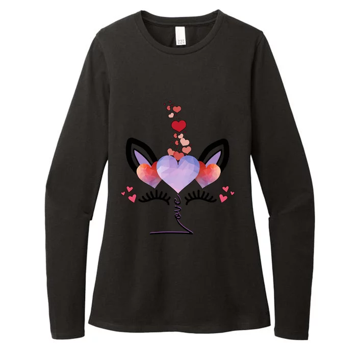 Cute Valentines Day Unicorn Tee Says Love Cute Gift Womens CVC Long Sleeve Shirt