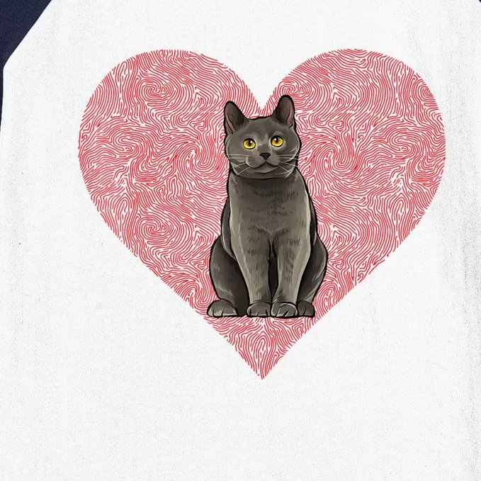 Chartreux Valentines Day Cat Love Fingerprint Baseball Sleeve Shirt