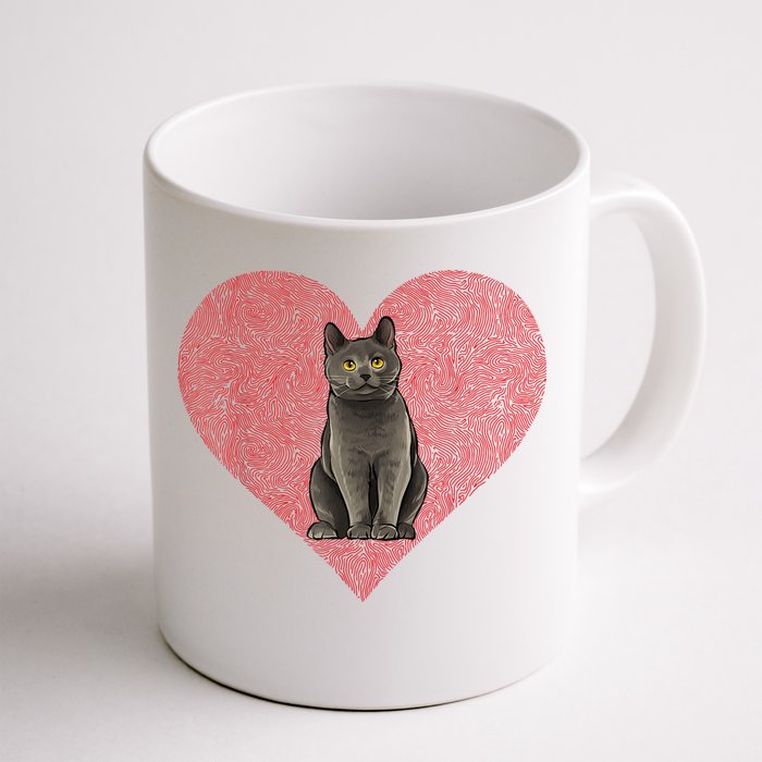 Chartreux Valentines Day Cat Love Fingerprint Front & Back Coffee Mug