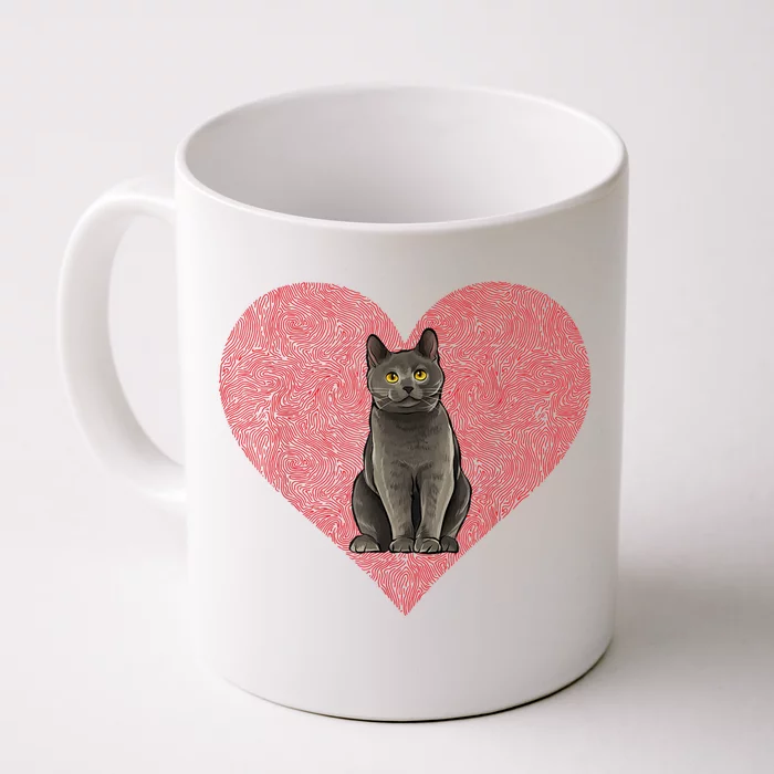 Chartreux Valentines Day Cat Love Fingerprint Front & Back Coffee Mug