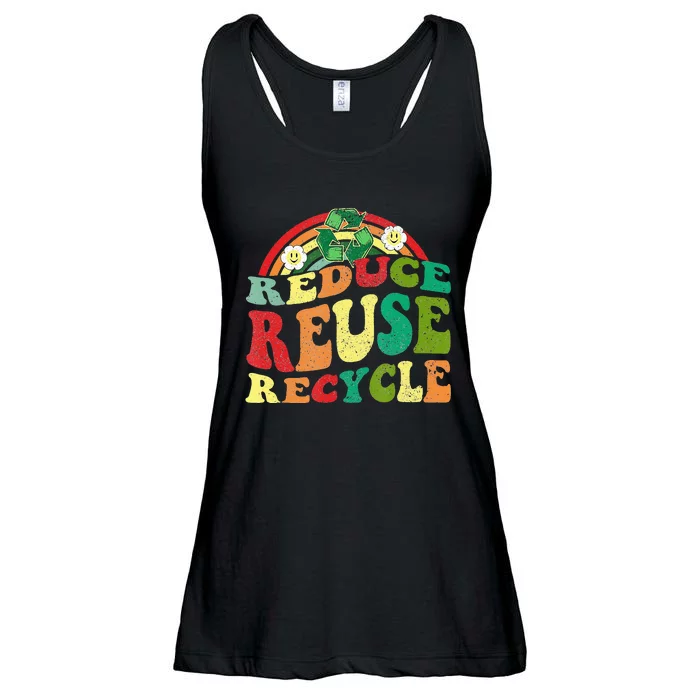 Classic Vintage Earth Day Reduce Reuse Recycle Ladies Essential Flowy Tank