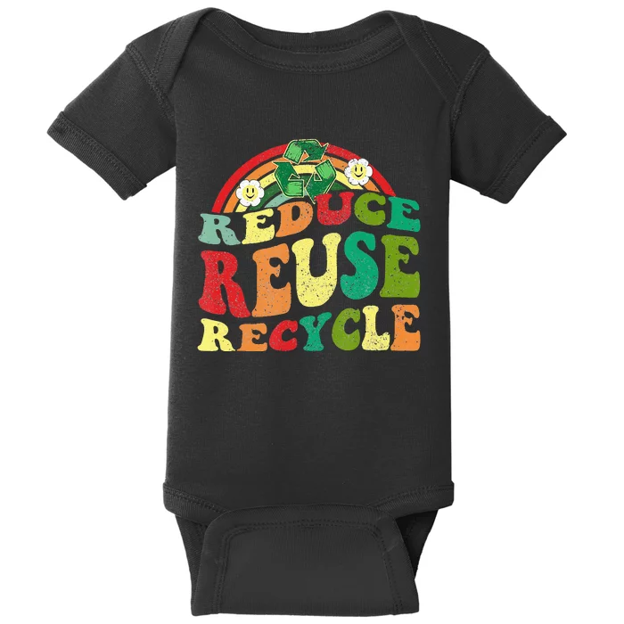 Classic Vintage Earth Day Reduce Reuse Recycle Baby Bodysuit