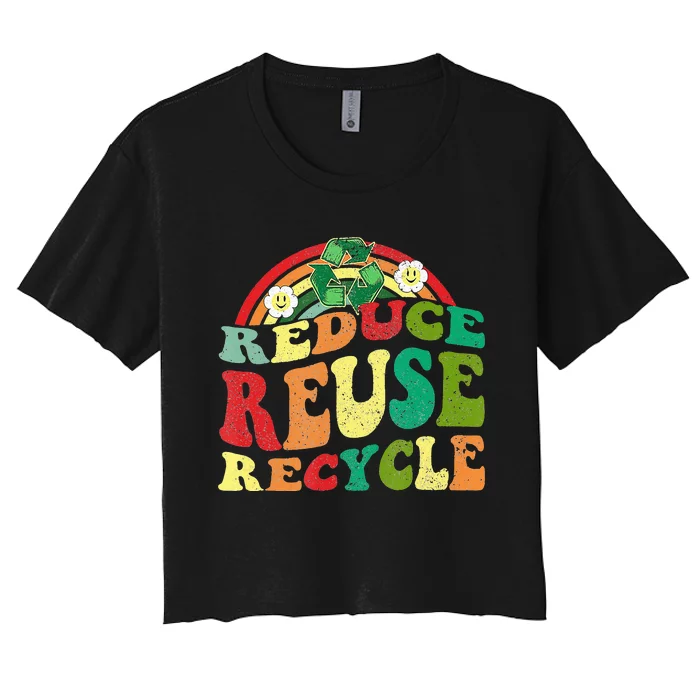 Classic Vintage Earth Day Reduce Reuse Recycle Women's Crop Top Tee