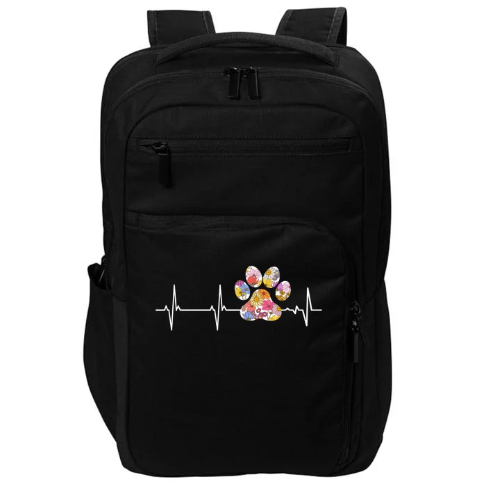 Cute Veterinarian Flower Paw Print Heartbeat Ekg Vet Tech Cool Gift Impact Tech Backpack