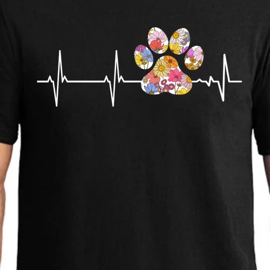 Cute Veterinarian Flower Paw Print Heartbeat Ekg Vet Tech Cool Gift Pajama Set