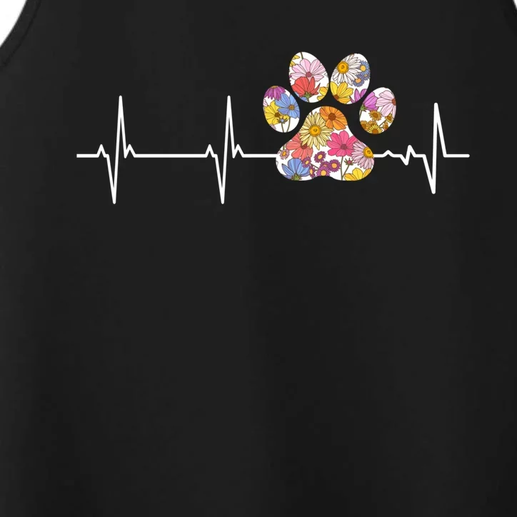 Cute Veterinarian Flower Paw Print Heartbeat Ekg Vet Tech Cool Gift Performance Tank