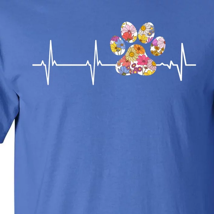 Cute Veterinarian Flower Paw Print Heartbeat Ekg Vet Tech Cool Gift Tall T-Shirt