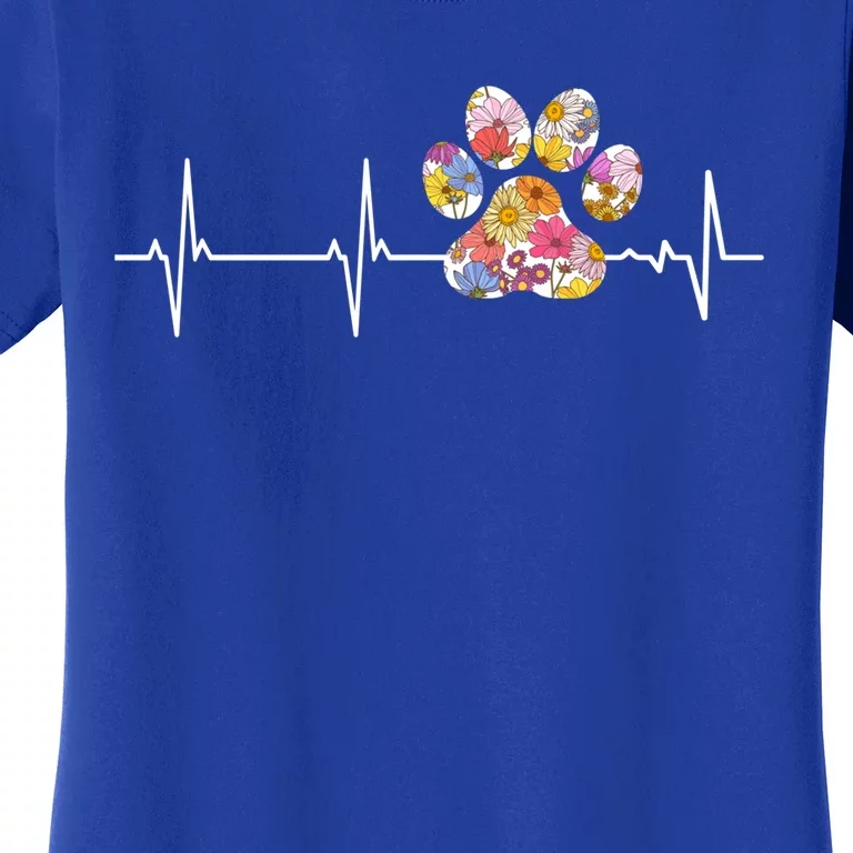 Cute Veterinarian Flower Paw Print Heartbeat Ekg Vet Tech Cool Gift Women's T-Shirt