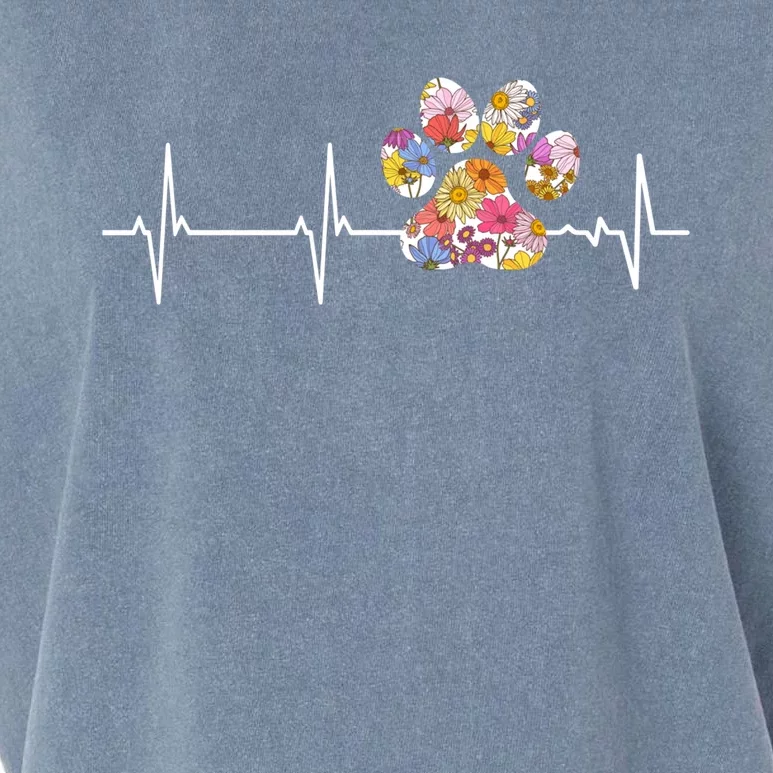 Cute Veterinarian Flower Paw Print Heartbeat Ekg Vet Tech Cool Gift Garment-Dyed Women's Muscle Tee