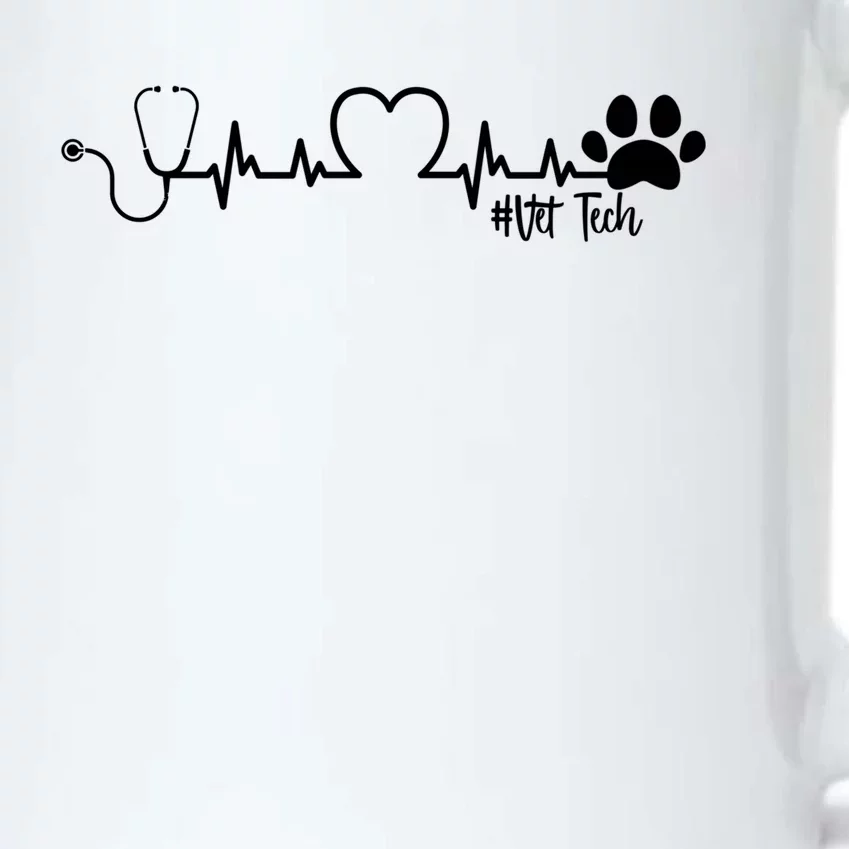 Cute Veterinarian Funny Gift Rainbow Paw Print Heartbeat Vet Tech Gift Black Color Changing Mug