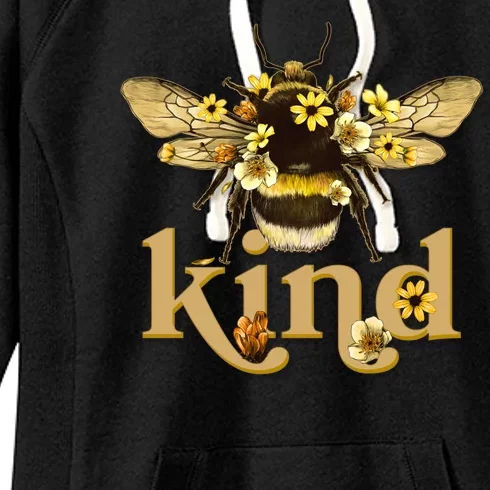 Cute Vintage Floral Bee Kind Women's Fleece Hoodie